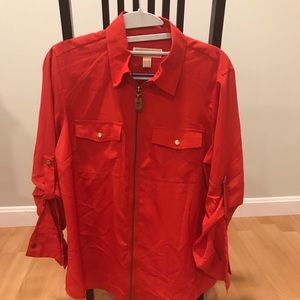 Michael Kors Orange Top w/zipper Size Med. NWT
